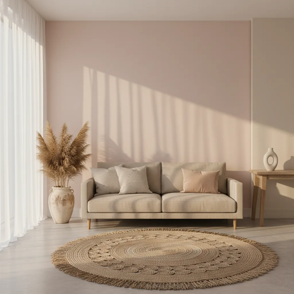 Salon lumineux fraîchement repeint avec palette de couleurs douces